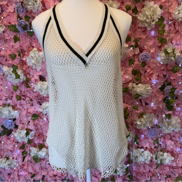 Free People Black and Cream Cut Out Tank Top - Picture 1 of 5